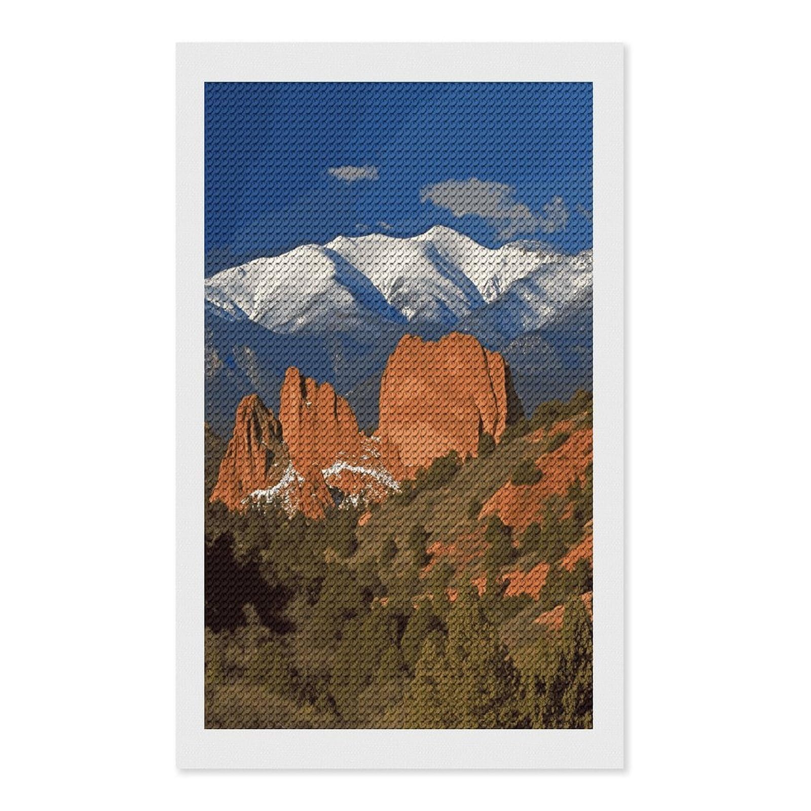 FekiLoot Pikes Peak Colorado Paint by Numbers Kit for Adults Beginner DIY Diamond Dots Paintings Round Full Drill Diamond Art Kits Picture Diamond Art Painting Kits for Home Decor 12"x20"