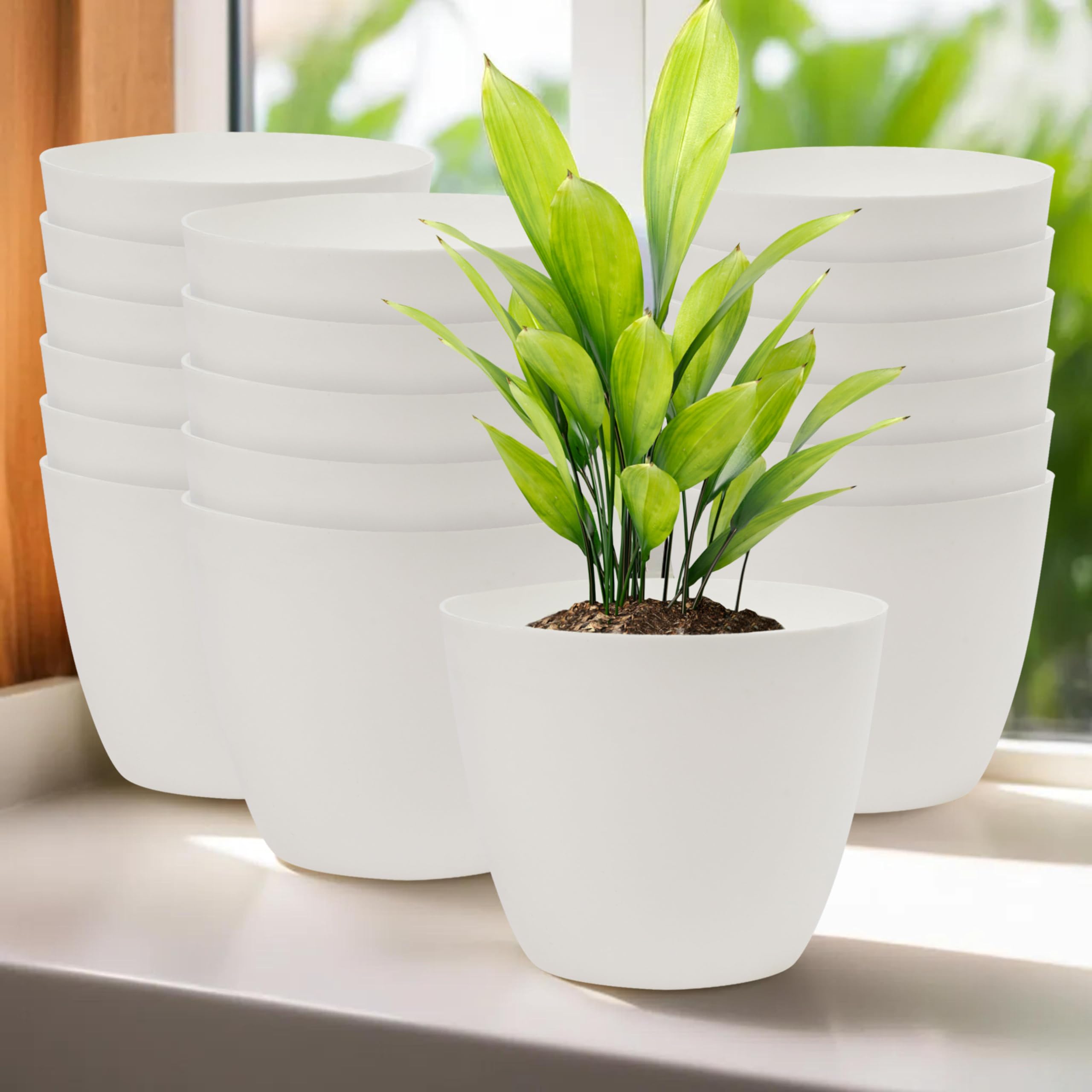 Kuber Industries Pack of 18 Flower Pot | 5 Inch | Flower Planters Pots for Balcony | Flower Pot for Living Room-Office | Flower Planters for Home-office-Lawns & Garden | Plain Cool | White (B0D4HWD9TV) Amazon Price History, Amazon Price Tracker