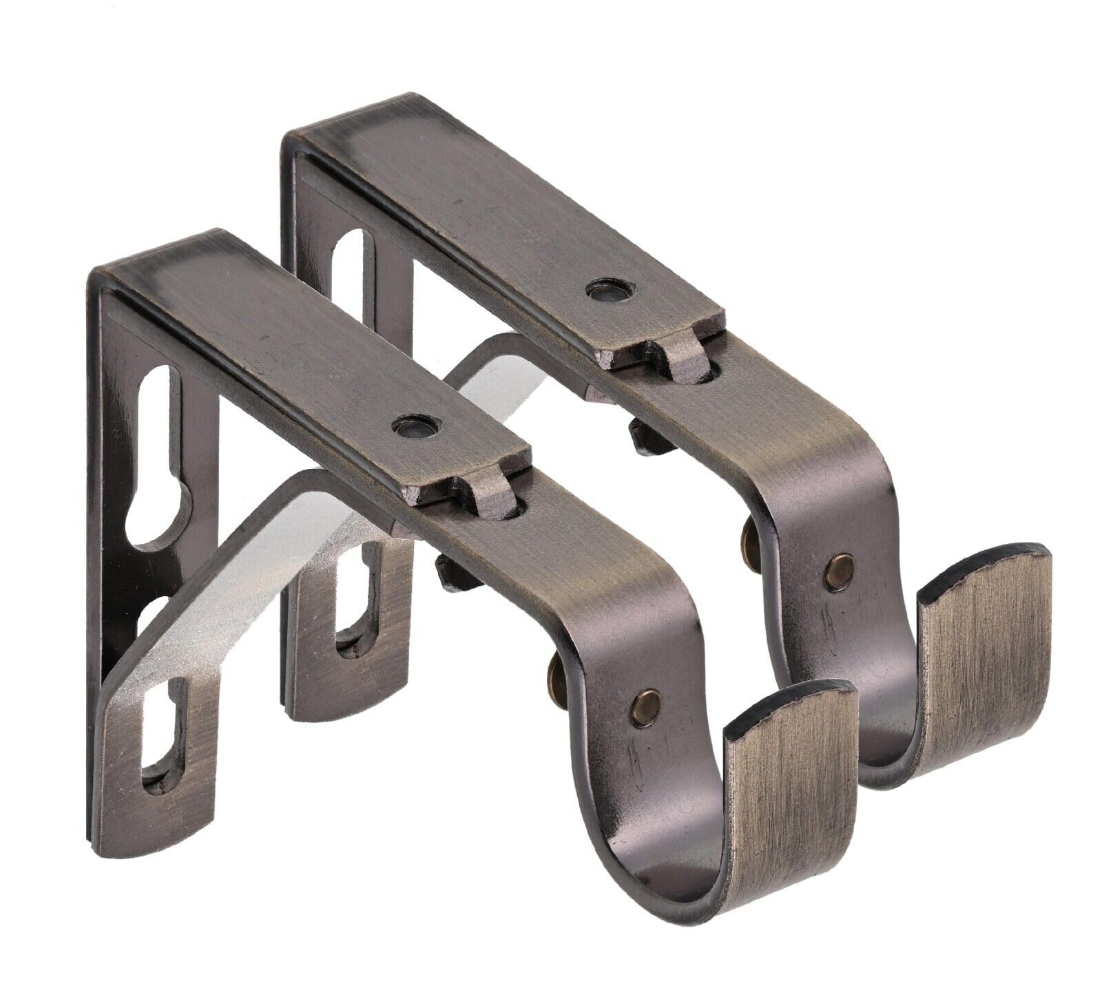 Lister Cartwright Antique Brass (Extendable Bracket) 19Mm Curtain Pole Brackets With Adjustable Screws Metal Finish (Pack Of 2)