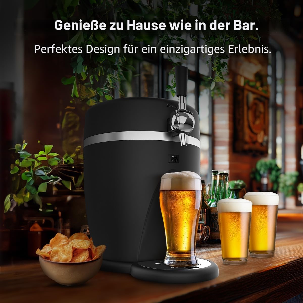 Cecotec Bierdispenser BeerFlow 5000 60 W Temperaturbereich 3-6°C Kompatibel 5L LED-Anzeige Tragegriff