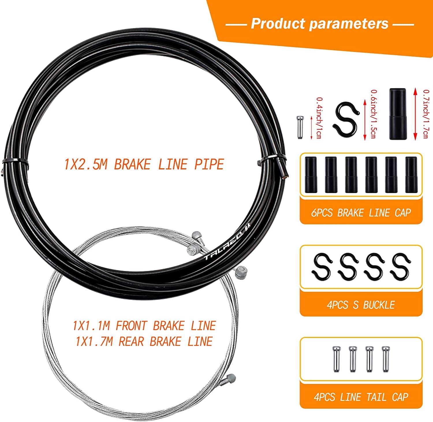 Kit 2 Câbles De Frein Et Dérailleur Pour Vélo – Universel, PVC Et Inox, Avec Embouts Et Joints Toriques, Pour VTT/route