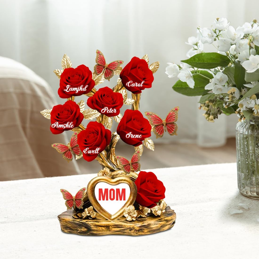 Personalized 3D Gorgeous Acrylic Rose Plaque,Gift with Customizable Name,Desktop Decoration,Eternal Love for Mom and Grandma (style-01)