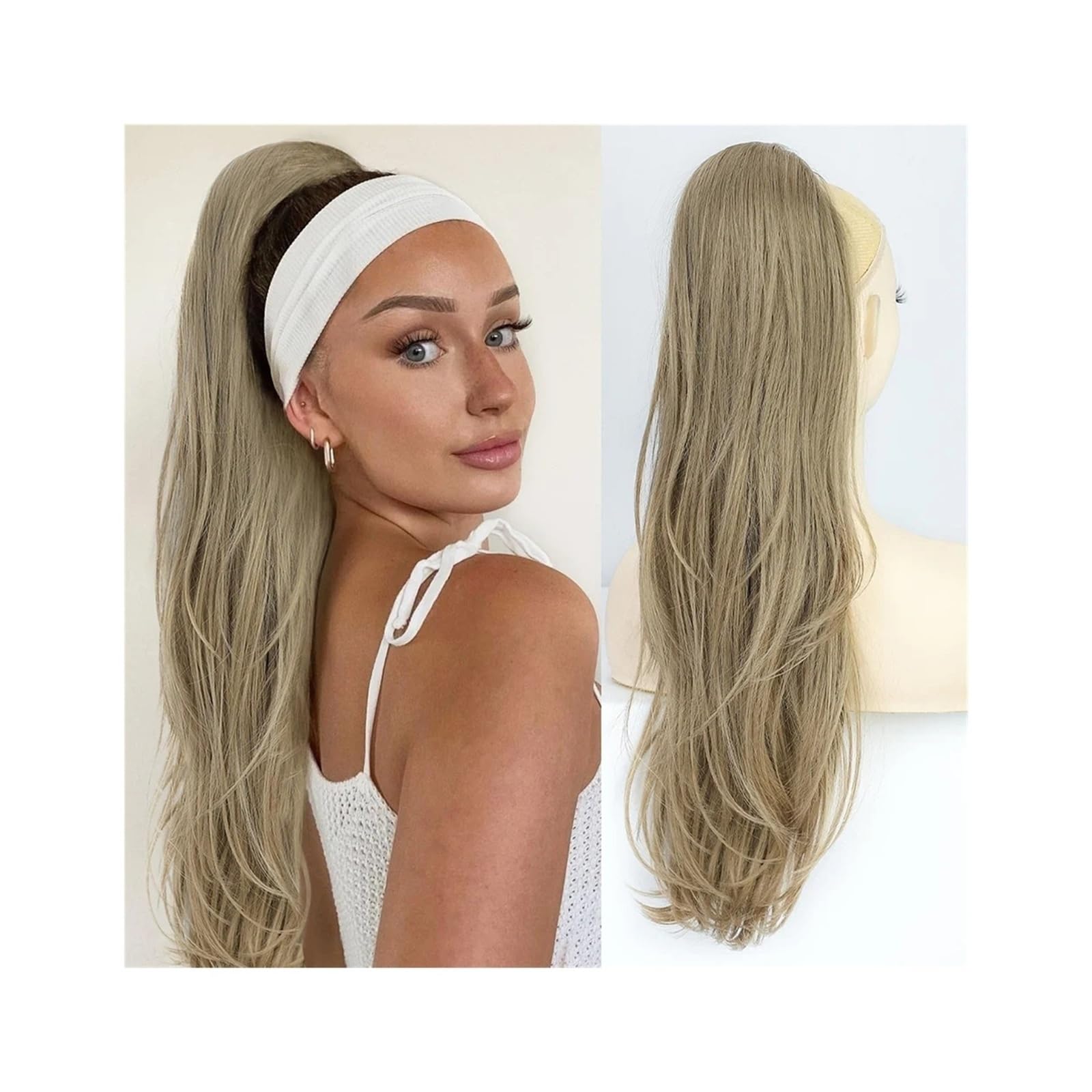 Extensión de cola de caballo Extensión de cola de caballo con cordón, extensiones de cabello de cola de caballo de onda larga de 26 pulgadas for mujeres, colas de caballo falsas sintéticas, postizos d