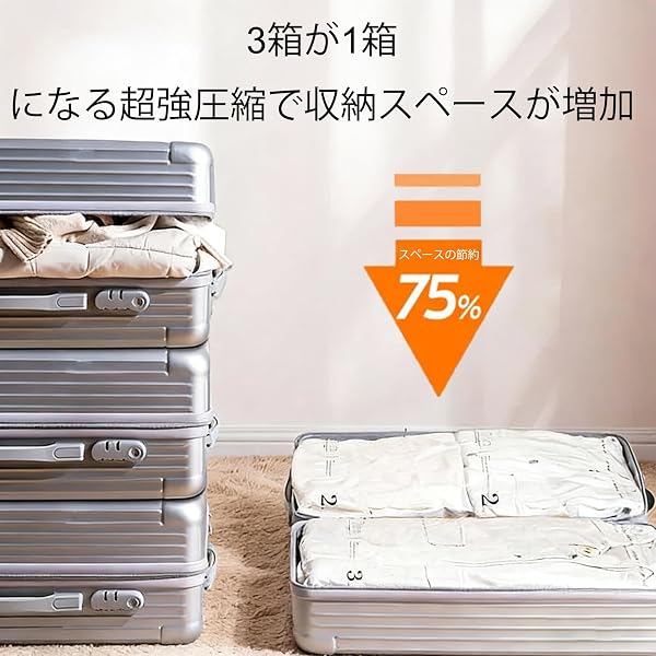 衣類圧縮袋 旅行 圧しゅくるん トラベルグッズ 真空 圧縮 出張 便利グッズ 修学旅行 布団圧縮袋 衣類あっしゅく袋 ラクラク収納 家庭用 引越し 衣替え 掃除機不要 手で丸めるだけ 繰り返し使える - 5