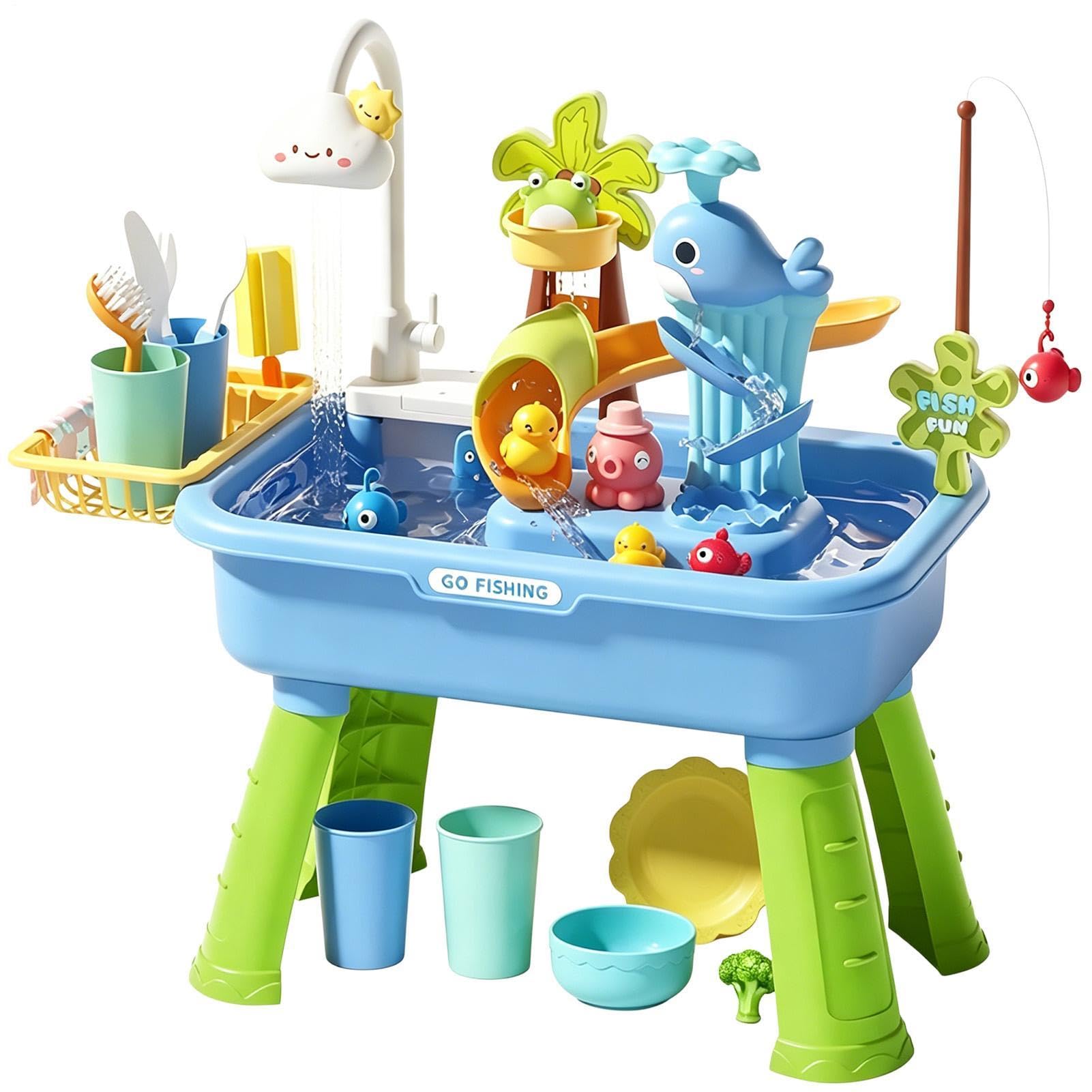 Mesa De Juego De Agua - De ABS De 54x29x53 Cm | Con Bomba Juguetes Sensoriales Divertidos | Juego De Mesa De Agua Y Fregadero Para Piscina Infantil | Para Niños, Niñas, Interior, Exterior, Jardín, Pat