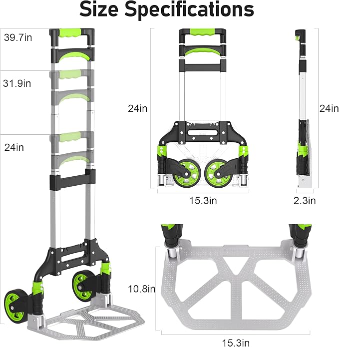Carretilla plegable de mano ligera 180 lbs con ruedas de goma miniatura 2
