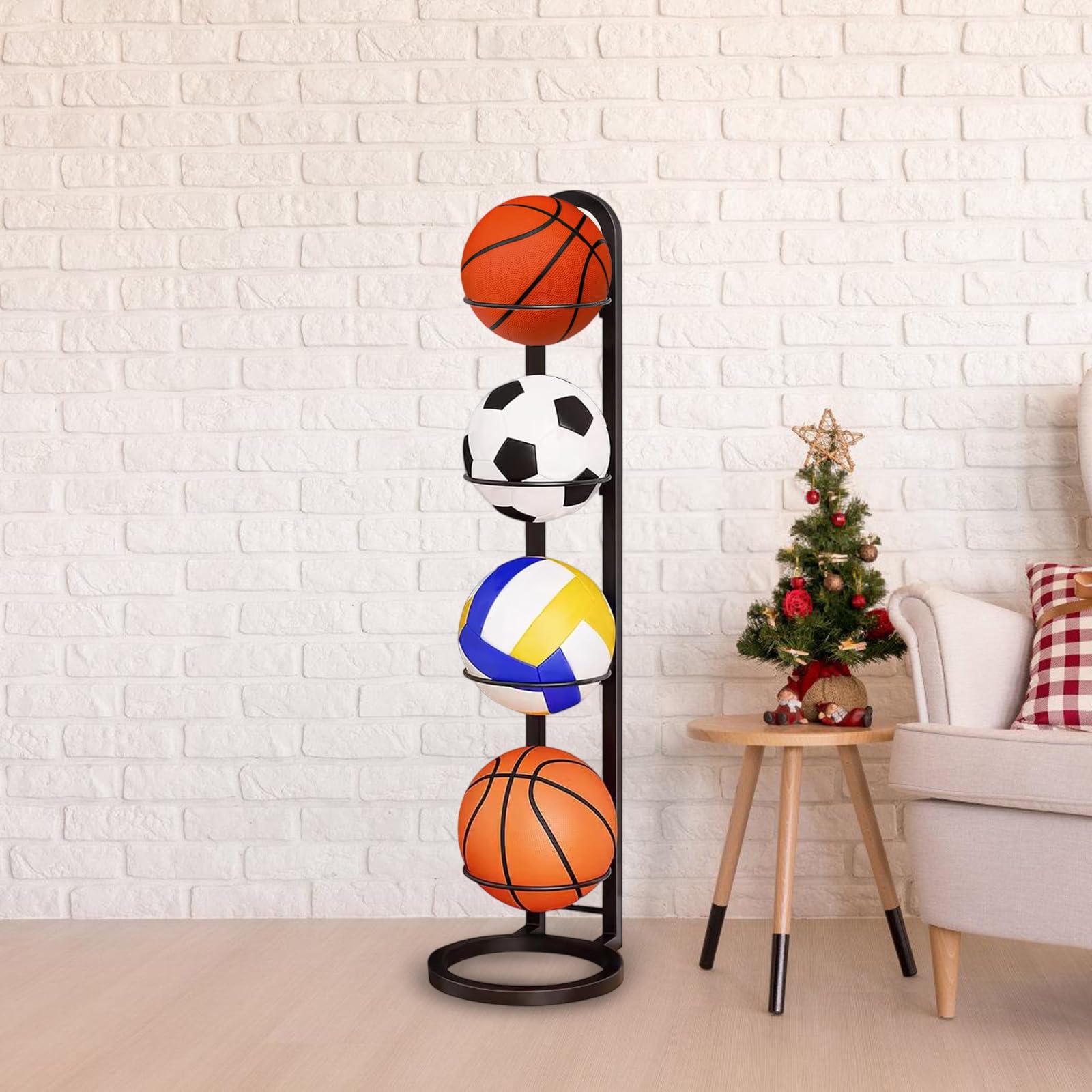 4-poziomowy pionowy sprzęt sportowy nizer Rack wielofunkcyjne rozwiązanie do przechowywania na siłownię, sprzęt domowy i zewnętrzny, oszczędność miejsca konstrukcja dla łatwego dostępu i schludnego