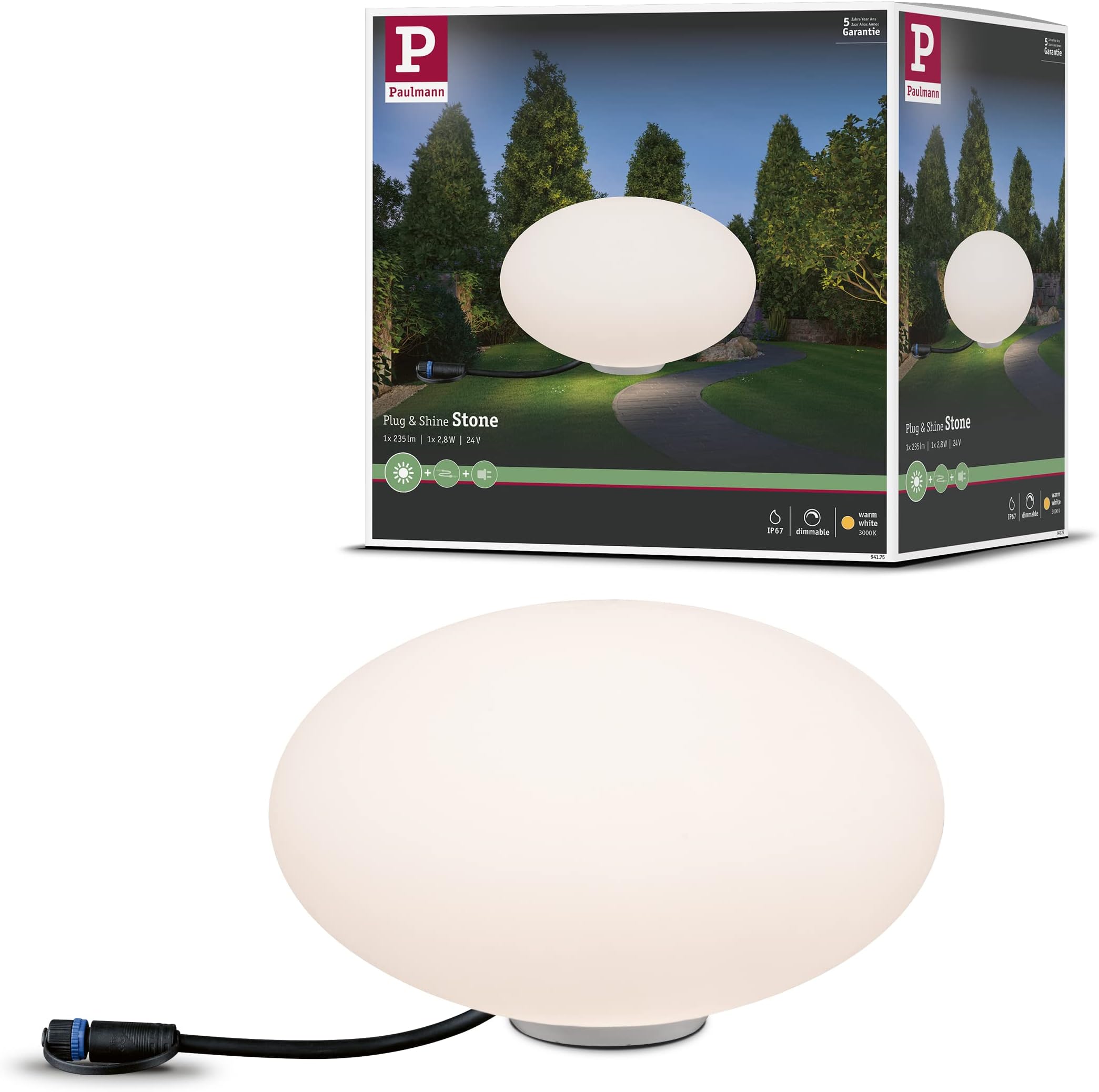 Luz Exterior Paulmann Plug & Shine - Proyector LED 5.5W IP65 - Regulable - Color Antracita - 3000K