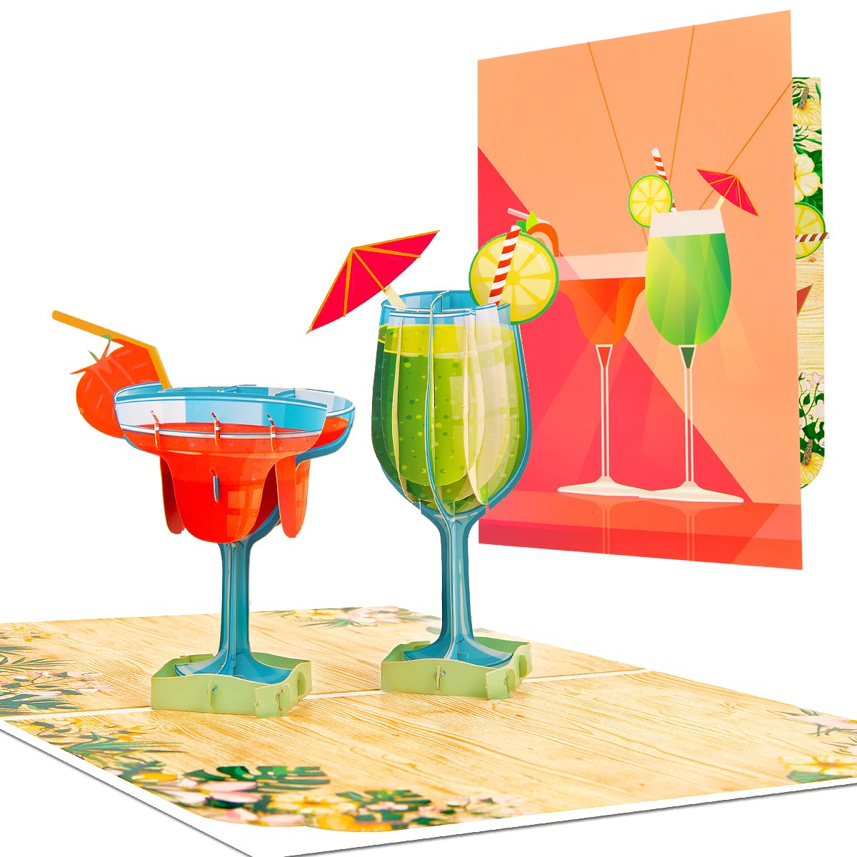 CNLITIHEKA Cocktail Pop Up Card, Cocktail Pop Up Birthday Cards, for Men, Women, Includes Envelope.