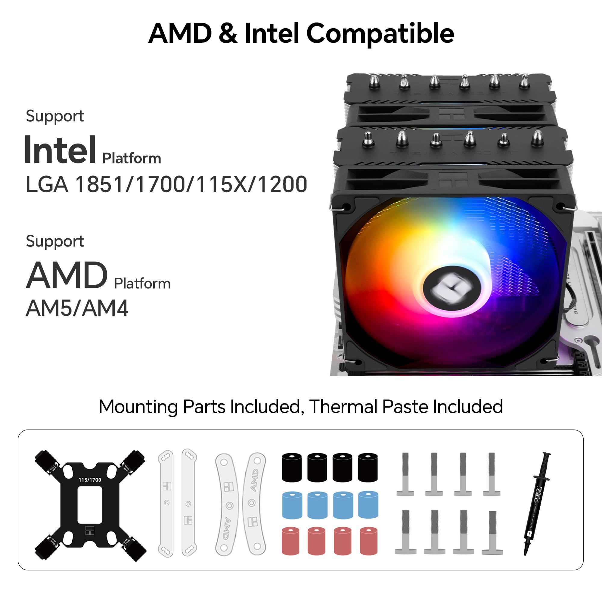 THERMALRIGHT Peerless Assassin 120 SE ARGB V2 wentylator chłodzący CPU, 6 rur cieplnych, technologia AGHP Gen 5.0, 1850 obr./min, wentylator PWM 120 mm, do Intel 1851/1700, AMD AM4/AM5