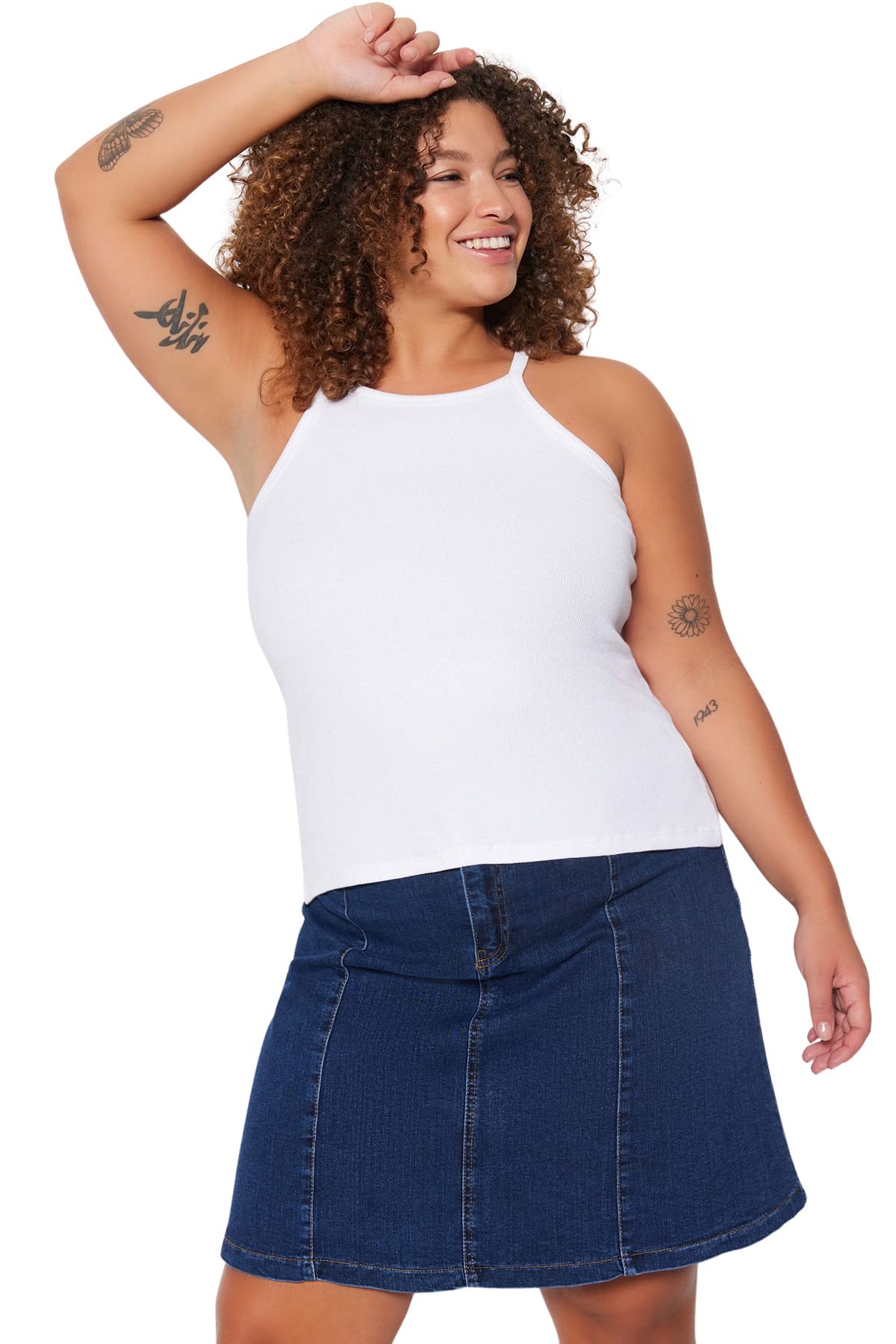 Trendyol Plus Size Undershirt - White,White,4XL