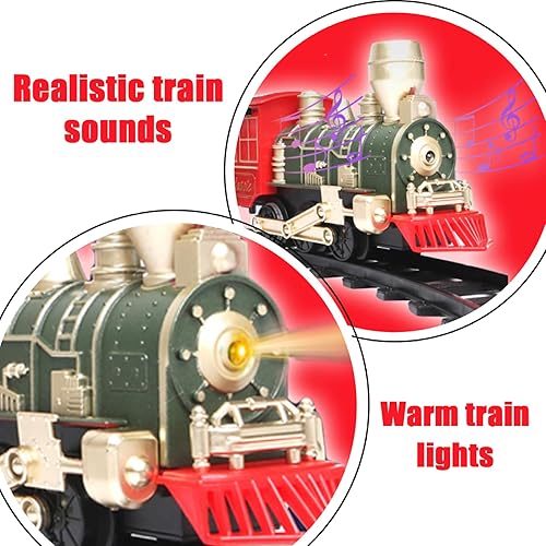 Miniatura 6 de Tren de Navidad con música y luz, juego de tren eléctrico que funciona con pilas, árbol de Navidad fácil de instalar para niños