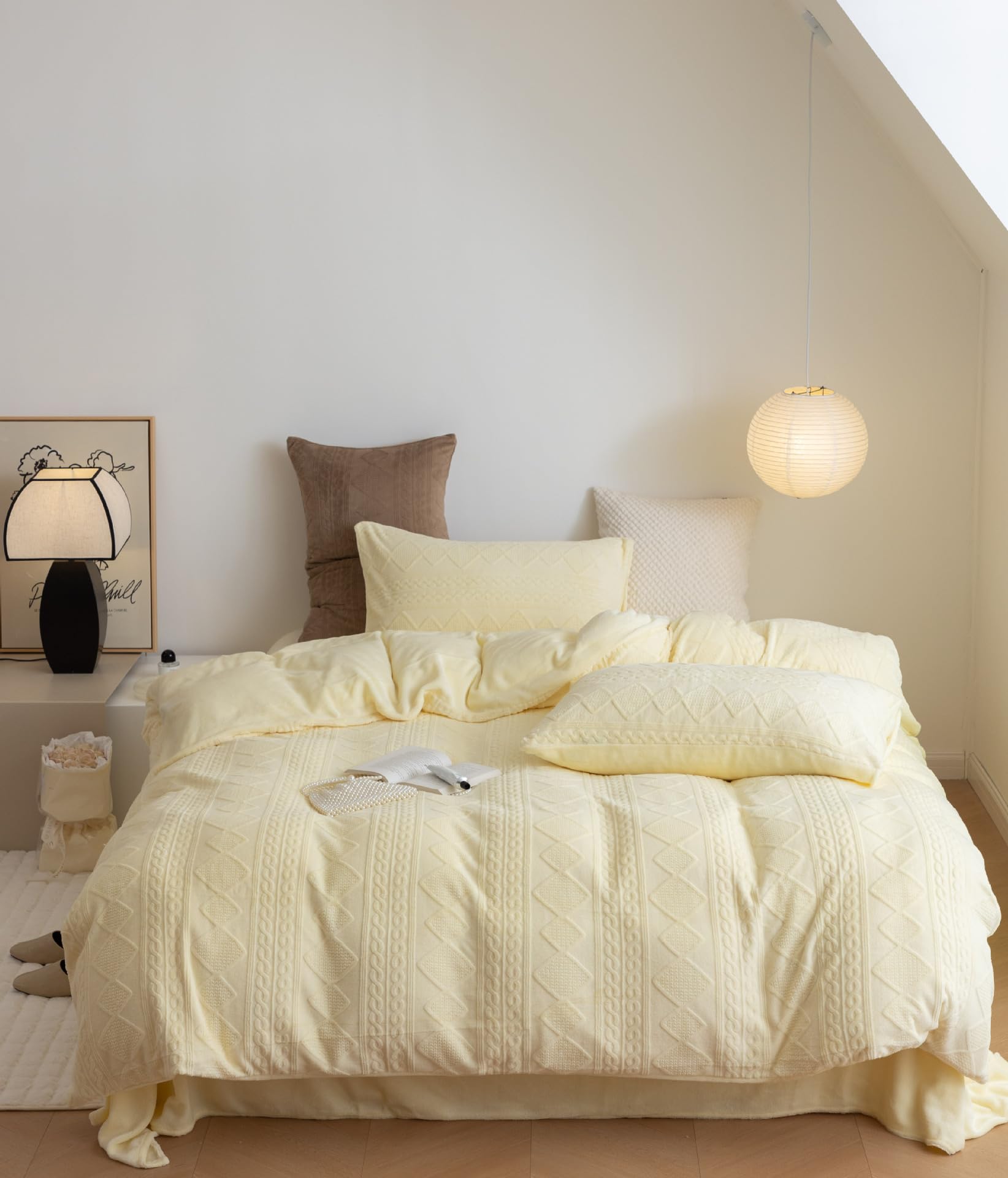 Parure de lit pour lit simple et decoration d'interieur cosy
