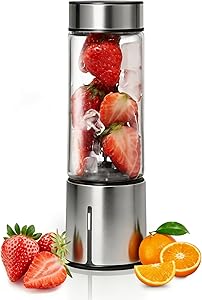 ミキサー スムージー 氷も砕ける ジューサー 小型 静音 ガラス容器 無臭無味 450ml 6000mAh 278W ハイパワー 30000RPM 高速回転 1台多役 6枚刃 スムージー ブレンダー 野菜 果物 ジュース 離乳食用 栄養補充 洗いやすい 持ち運び そのまま飲める 学校 アウトドア 旅行 出張 オフィス ギフト 贈り物 プレゼント 日本語取扱説明書