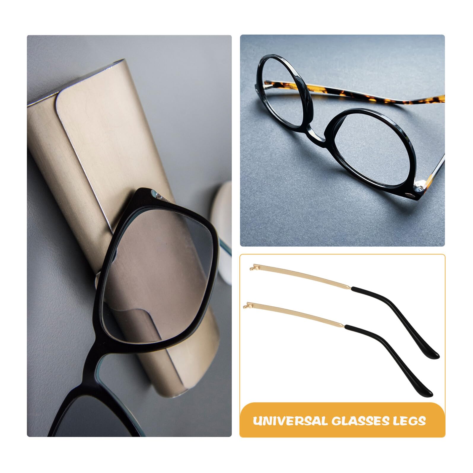 TEHAUX Patillas de Gafas Metálicas Resistentes y Ligeras Brazos con Bisagras para Recambio Cómodos y Duraderos para Uso Diario