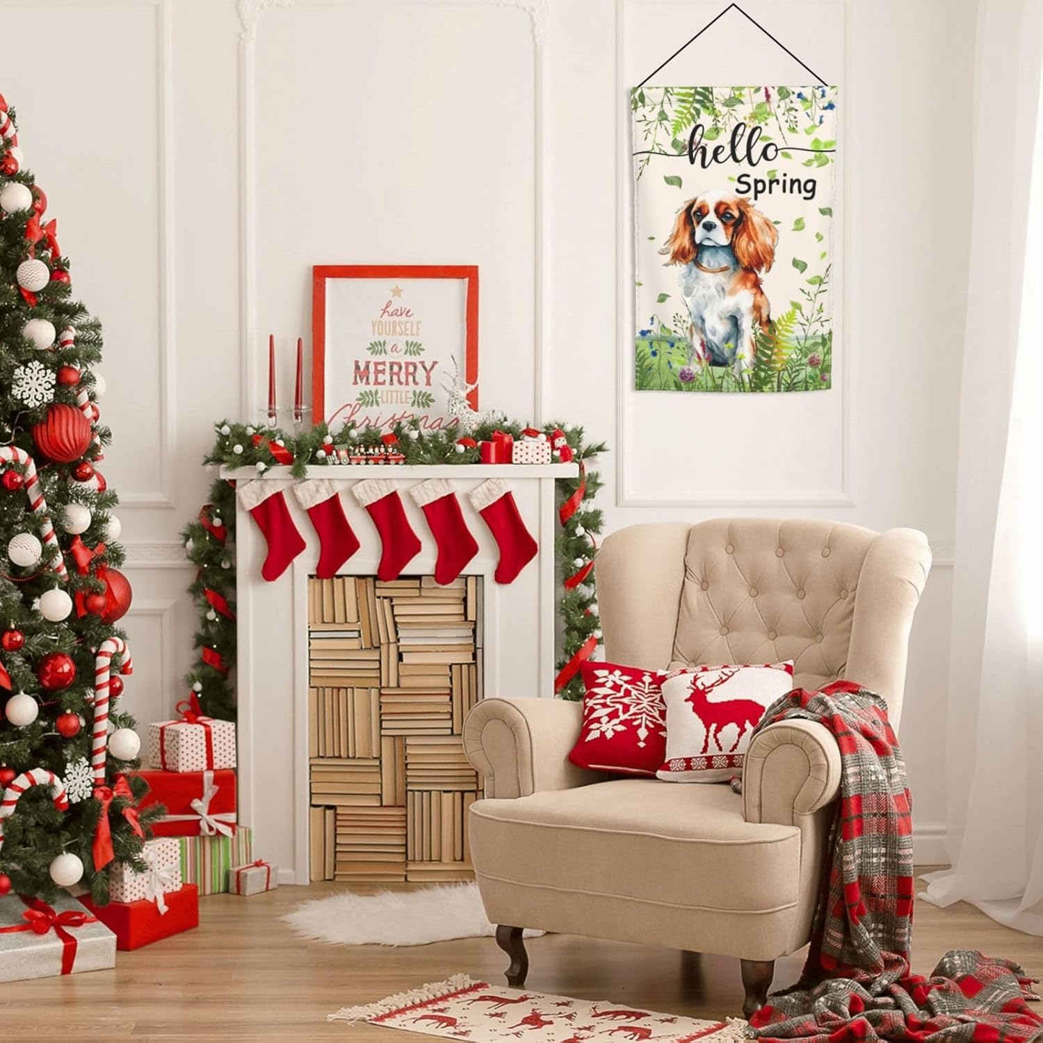 Hello Spring Cavalier King Charles Spaniel Leaf Garden Flag 12x18 Inch Double Sided Vertical Decoration Yard Small Flag For Outside Holiday Seasonal Outdoor - Image 5