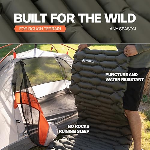 Miniatura 2 de ANGORA BRANDS Strotta - Colchoneta de dormir ligera para exteriores, compacta, para viajar, senderismo, o campamento. Cama portátil para dormir y