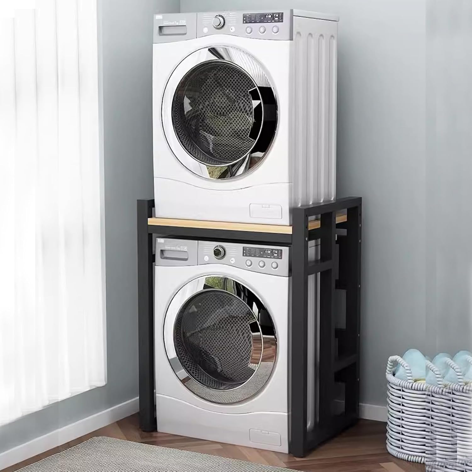 Topjia Thicken Washing Machine Shelf with Adjustable Shelf,Space Saver Stackable