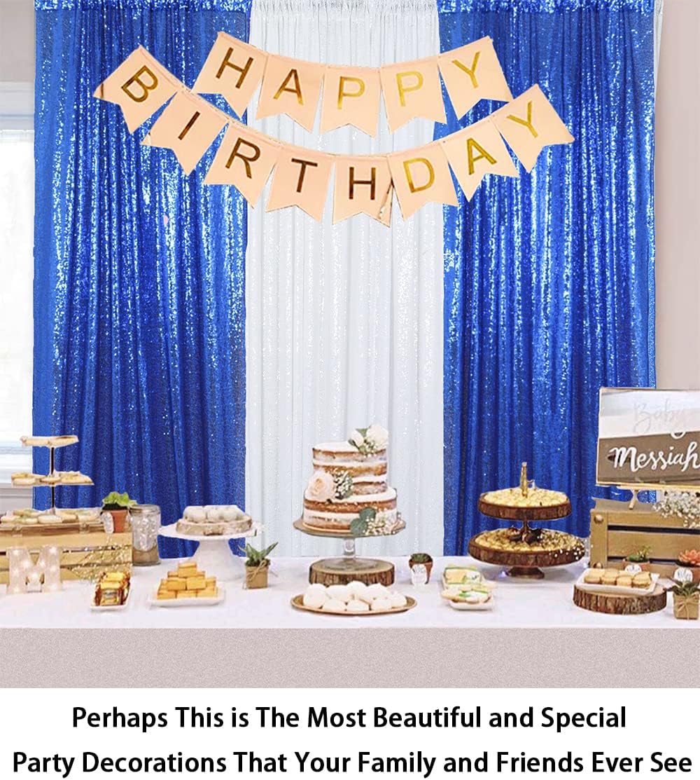 Sequin Curtains 2 Panels 2FTx8FT Royal Blue Glitter Backdrop Royal Blue Sequin Photo Backdrop Backdrop Curtains M1120