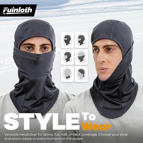 Miniatura 6 de Fuinloth Pasamontañas de esquí Pro, para clima frío, resistente al viento, térmico, para hombres y mujeres