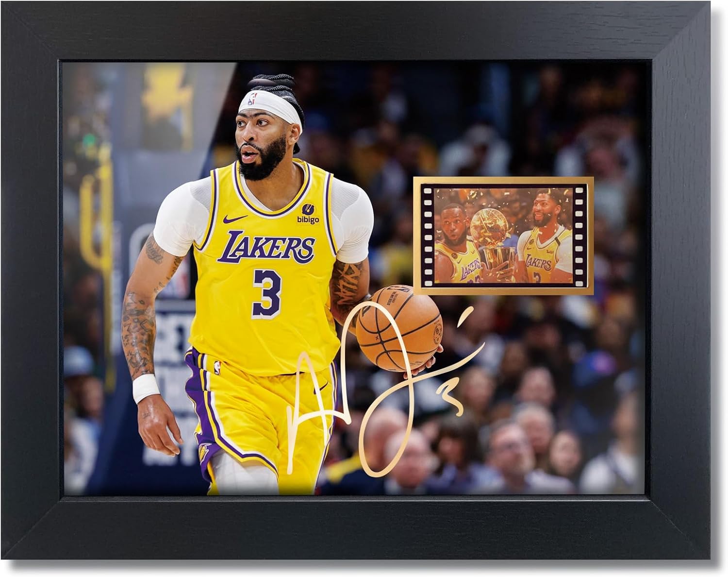 sufenvera Print Signed Anthony Davis Poster Framed Photo with Mini Film Display,Great Basketball Fans Gifts for Birthday Christmas 8x6 Inches