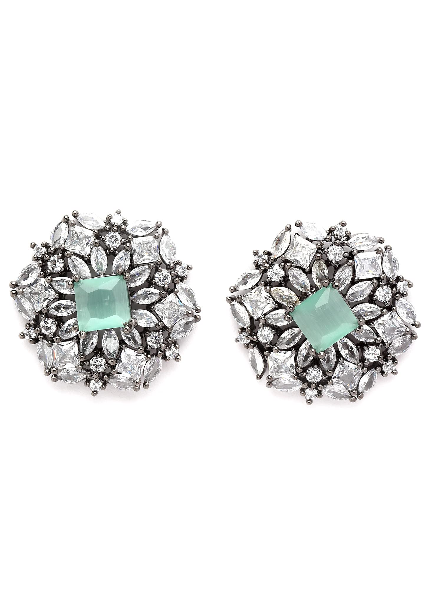 Karatcart Black Silver Tone Lime Green Cubic Zirconia Stud Earrings for Women (B0BRSXQ5R7) Amazon Price History, Amazon Price Tracker