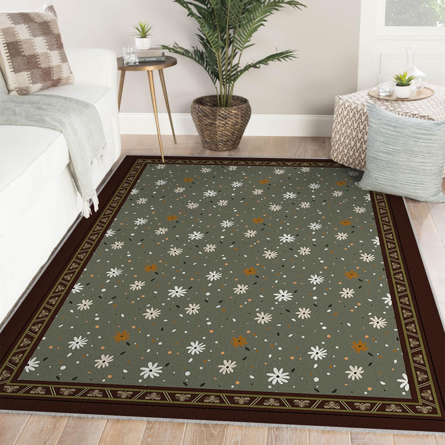 Tapis vert 200x300cm antidérapant et doux pour sécuriser votre salon