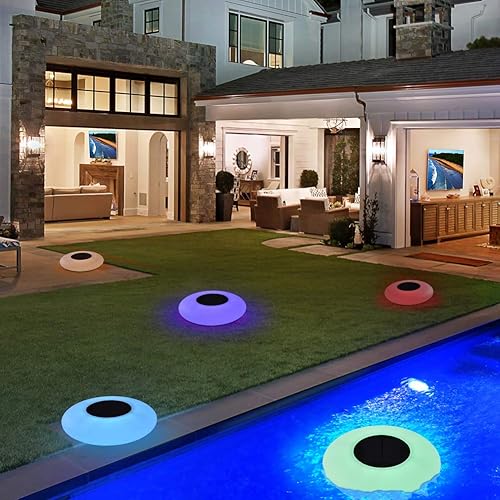 Miniatura 9 de Luces LED solares inflables, luces solares flotantes para piscina, luces flotantes para piscina con LED multicolor, impermeables, luces de jardín al