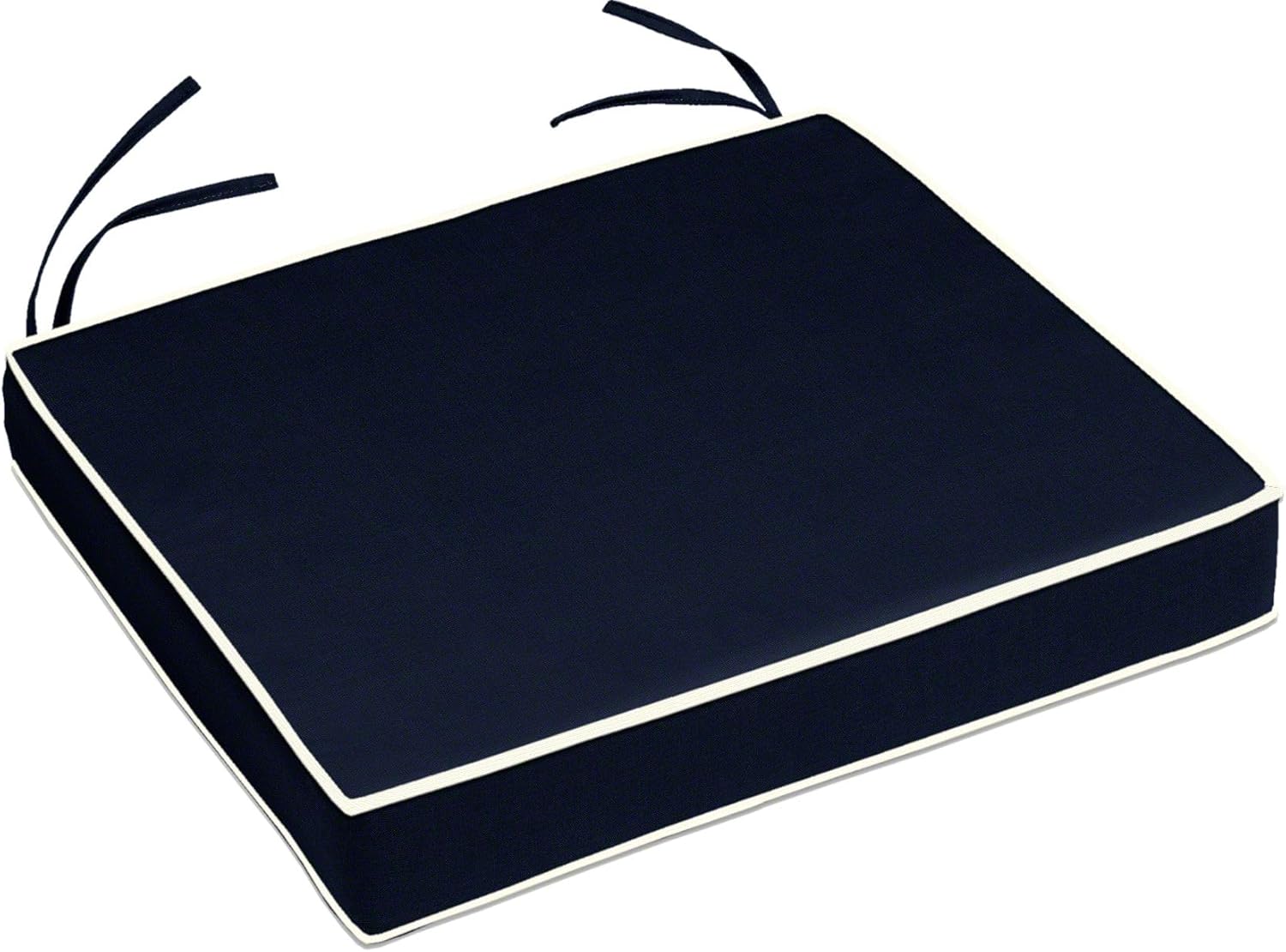 Cushion Source 19" x 18" x 3" Sunbrella Chair Cushion with Ties, Indoor/Outdoor Seat Cushion, Fade and Water Resistant, Sunbrella Navy