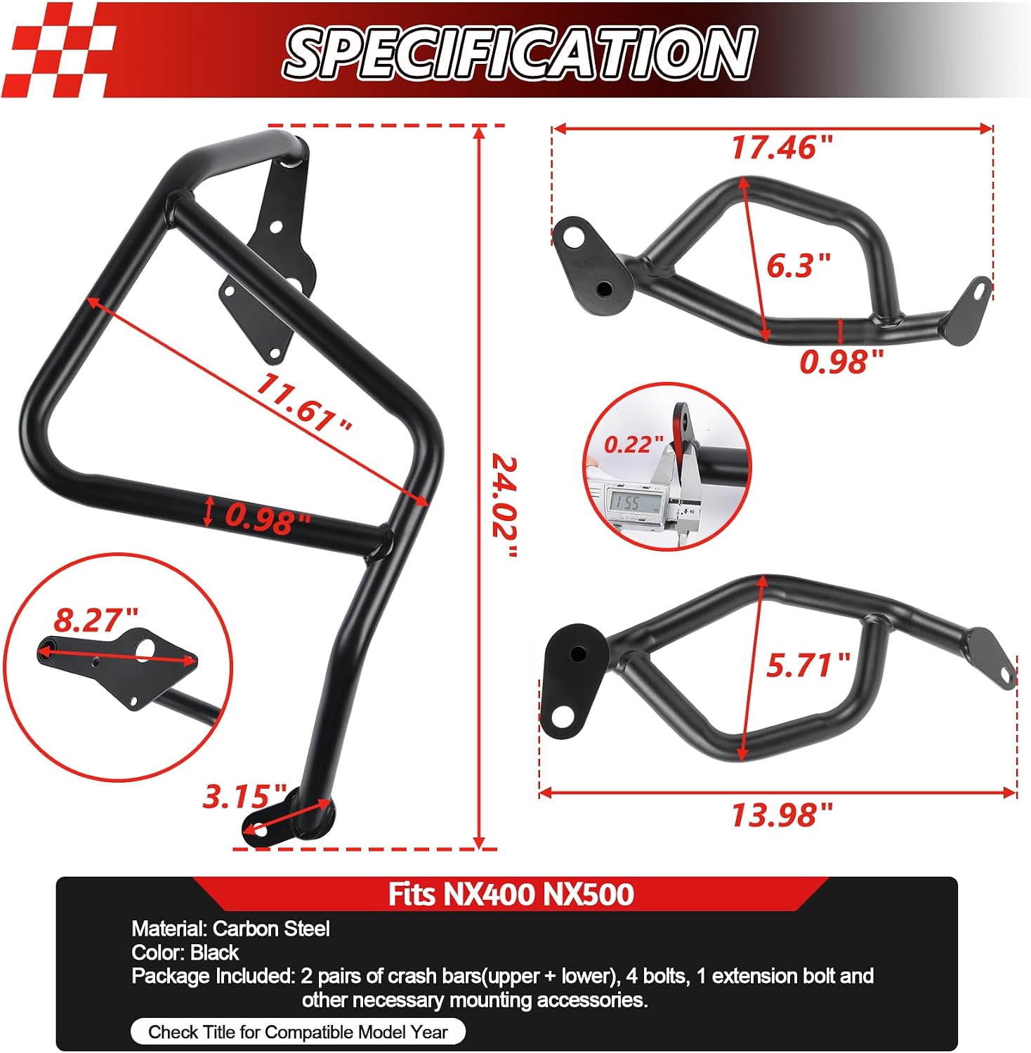 Motorcycle Engine Guard Crash Bar for NX400 NX500 2024 2025 2026 Highway Bar Bumper Body Framework Side Protection