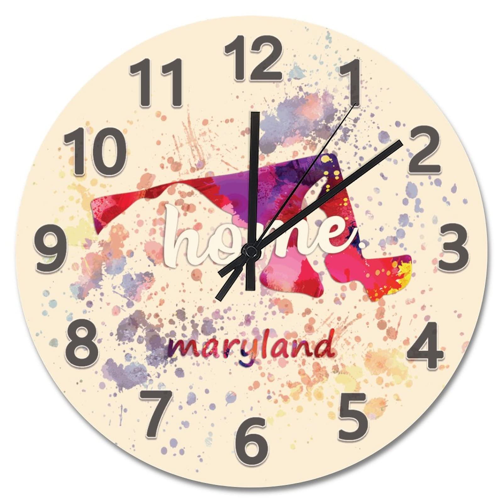 Horloge murale sans tic-tac mécanisme silencieux aquarelle Maryland 38cm
