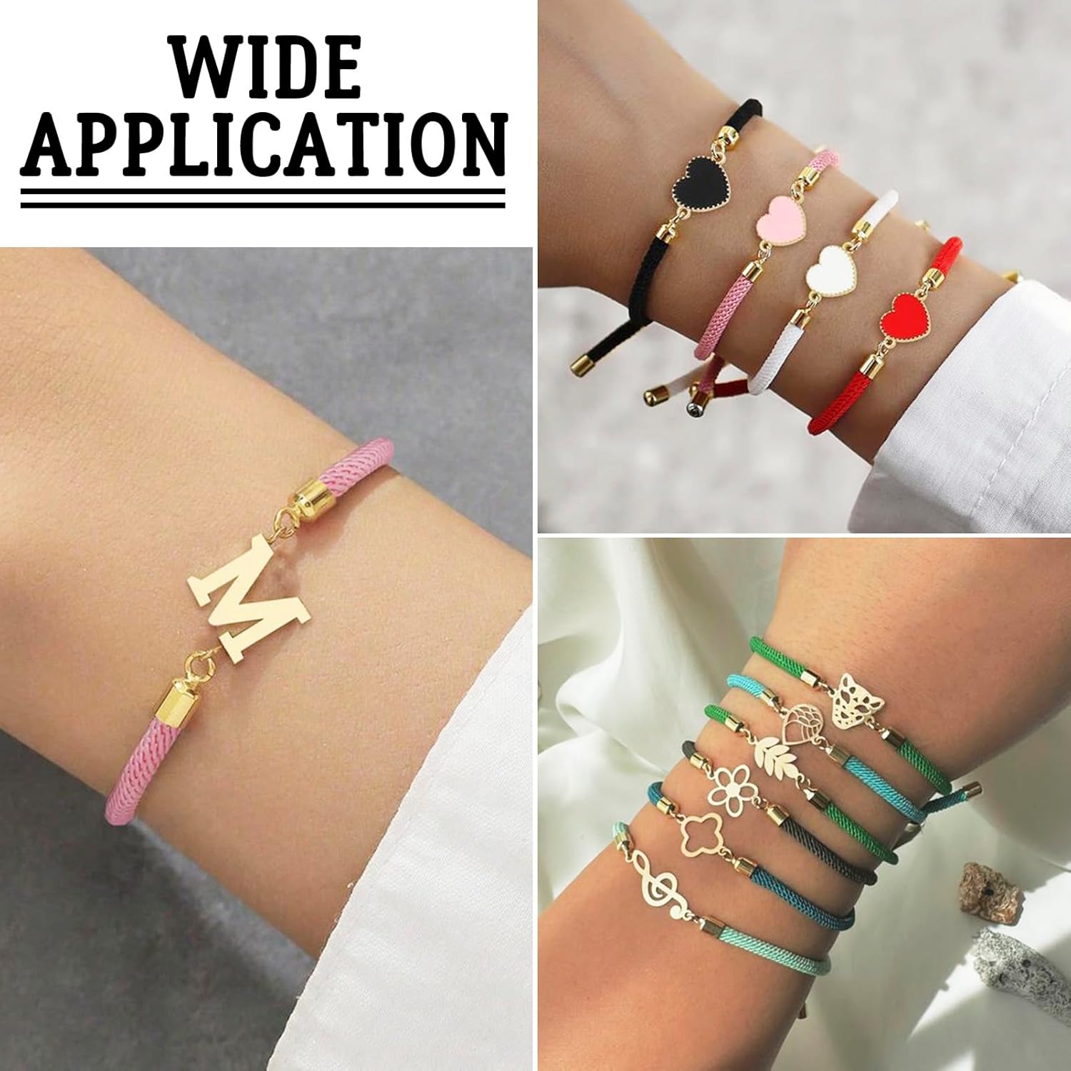 FASHEWELRY 10 Pcs Braided Nylon Cord Bracelet 8.66 inch Adjustable Cord Bracelets Woven Friendship Rope Boho Bracelet with Golden End Connector for DIY Jewelry Making (Cyan) - Image 5