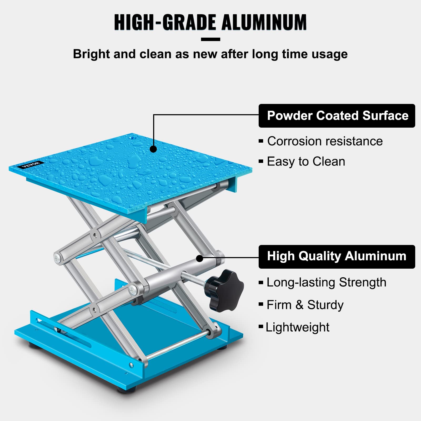 VEVOR Lab Jack Stand, 8" x 8" Aluminum Oxide Lab Lift Jack with 2.4"12