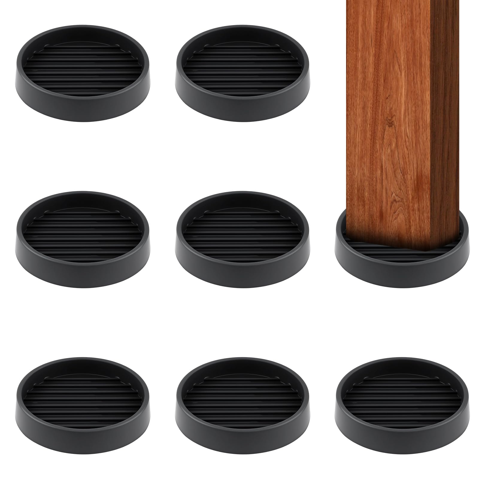 Rubber Castor Cups 2.5 IN, 8 PCS Carpet Protector Cups, Non Slip Furniture Coasters, Furniture Pads Round, Sofa Feet Protectors for Wooden Floors