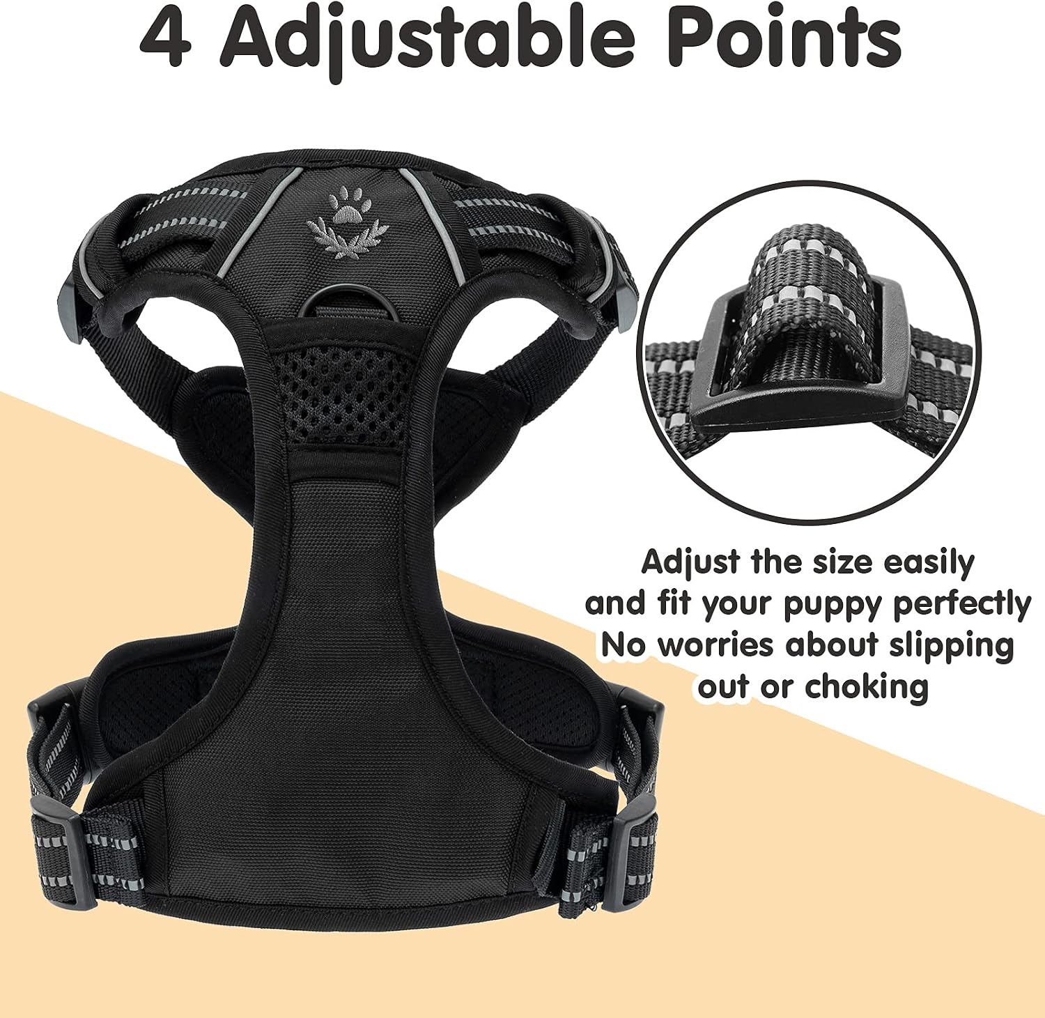 SCENEREAL No Pull Dog Harness and Leash, 360° Reflective Adjustable Soft Padded Pet Vest with Heavy Duty 5ft Dog Leash and 3 Safety Buckles, Easy Control for Medium to Extra Large Dogs Fashion