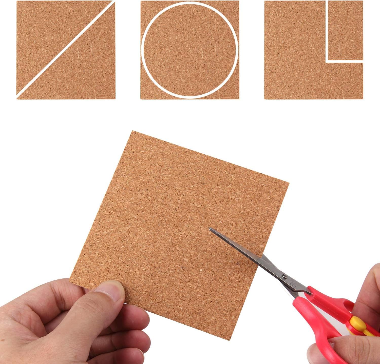 Arroyner 220 Pack Self Adhesive Cork Squares and Round DIY Adhesive Cork Board for Coasters and DIY Crafts