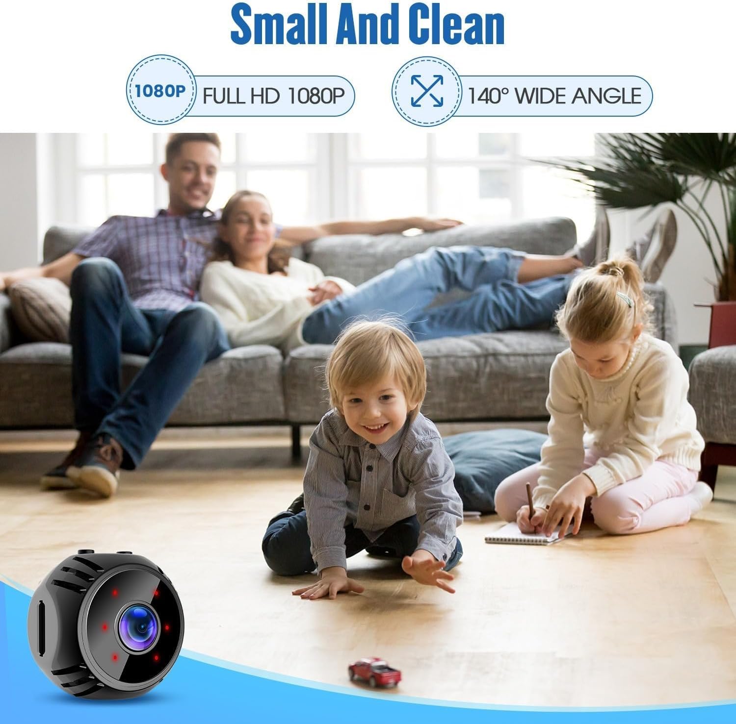 Mini Caméra Espion 1080P WiFi Avec Détection Mouvement Et Vision Nocturne - Caméra Surveillance Intérieure Extérieure