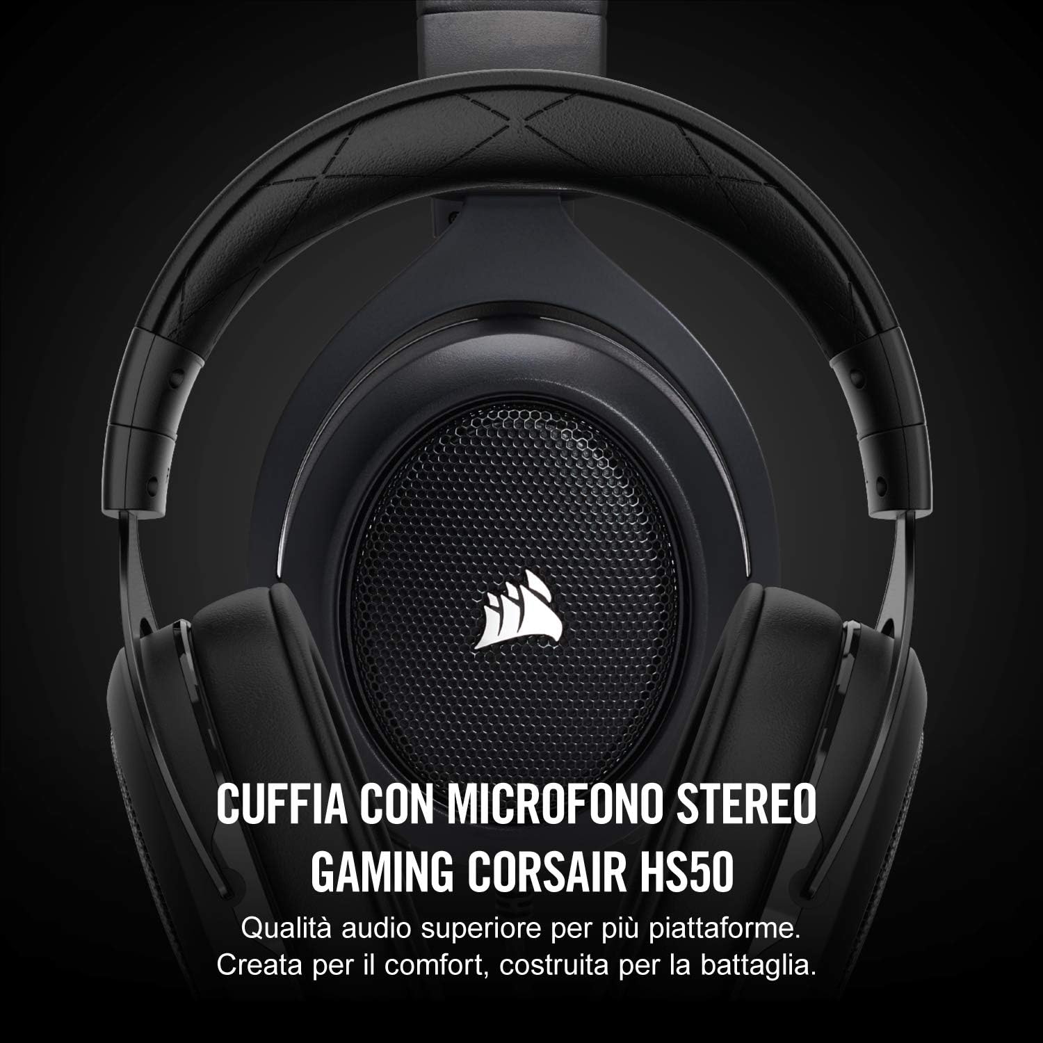 Corsair HS50 Stereo Cuffie da Gaming con Microfono Staccabile per  PC/PS4/Xbox/Switch/Mobile, Carbonio : Amazon.it: Videogiochi