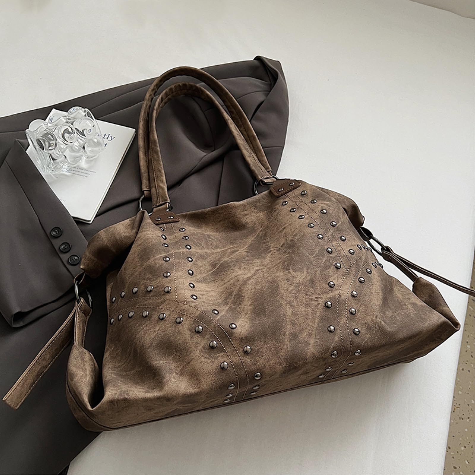 Torba crossbody nity duża pojemność PU ramię dla kobiet zima damska punk styl torby torebki