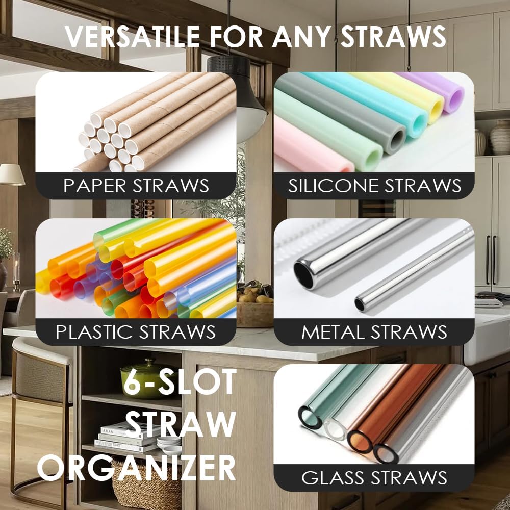 Baskiss Magnetic Straw Holder Dispenser, Silicone 6-Slot Organizer with Adhesive Tapes for Fridge, Bar, Counter and Cabinet Door – Fits Various Straws, Reusable & Washable (Deep Blue) - Image 7