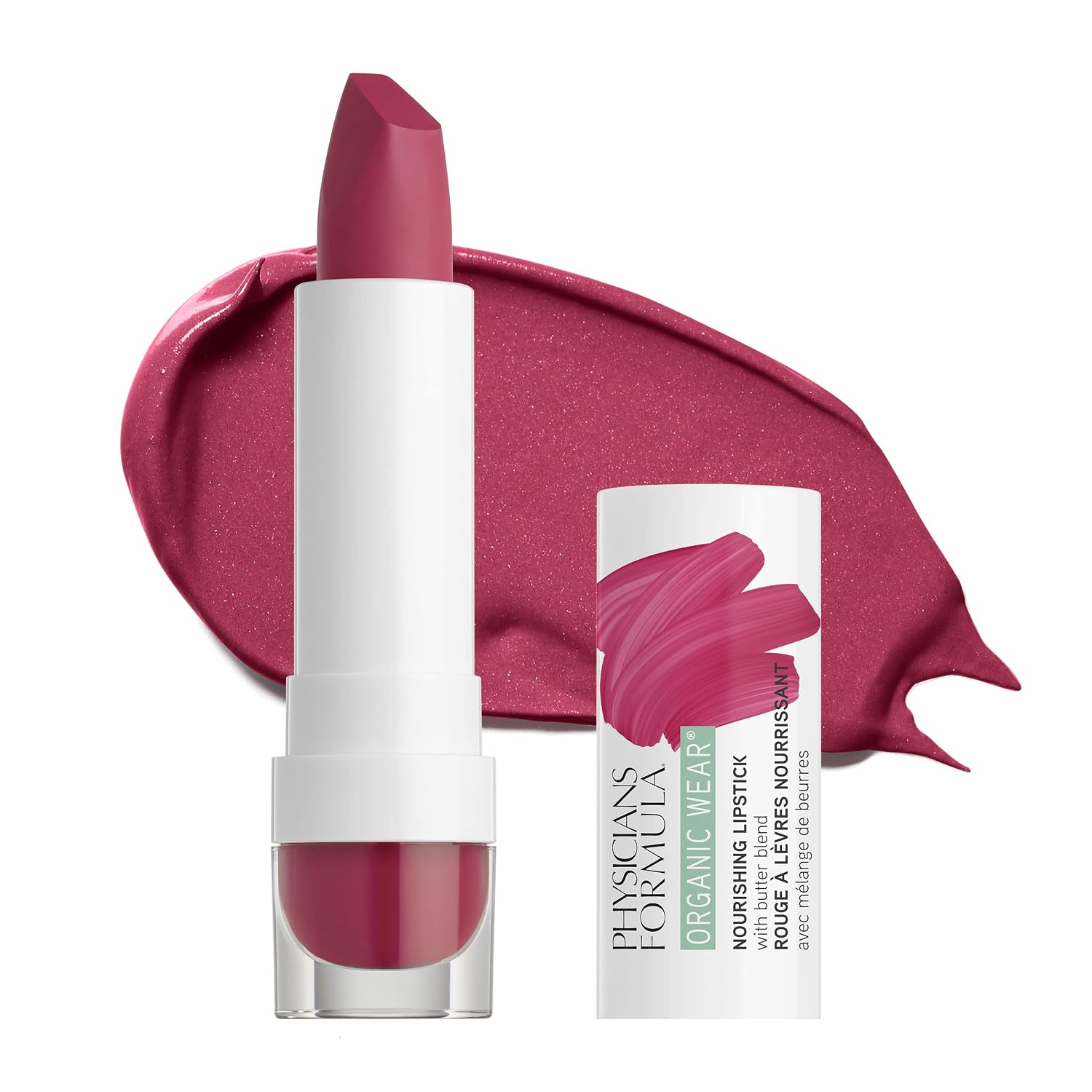 Physicians Formula Organic Wear All Natural Lipstick, Raspberry Crush, Nourishing, Dermatologist Approved, Gluten Free,