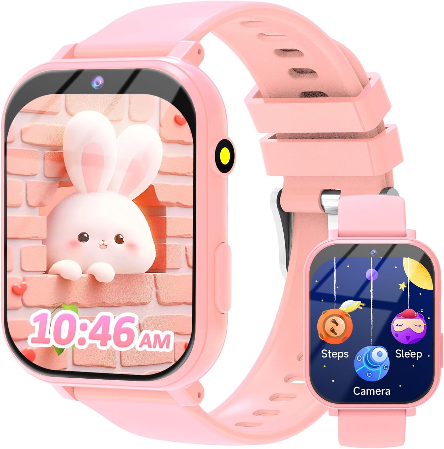 Smart Watch for Kids Smart Watch for Boys Girls – 18 Games, 8W Camera, Step Counter & Sleep Monitor – (Ages 4-11) with Touchscreen, 300mAh Battery & No Internet Required (Pink)