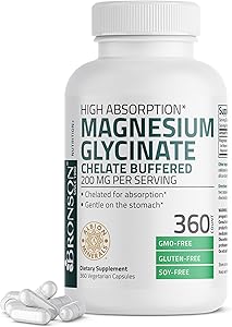 Magnesium glycinate supplement bottle