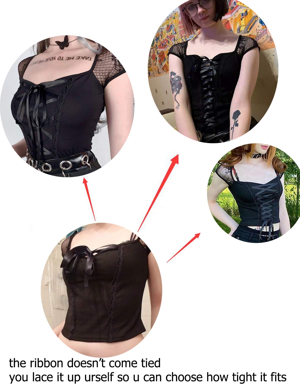 FAIMILORY Women's Streetwear Patchwork E Girl Shirts y2k Contrast Stitch Crop Top