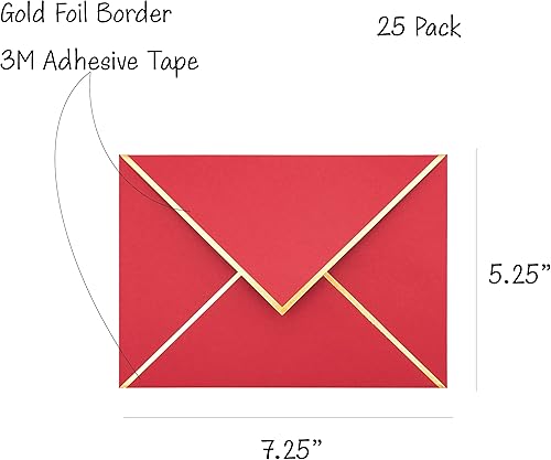 Miniatura 10 de Sobres A7  Paquete de 25 sobres de correo de lujo con solapa en V para tarjetas de 5 x 7 pulgadas, para bodas, invitaciones, baby shower, fotos,