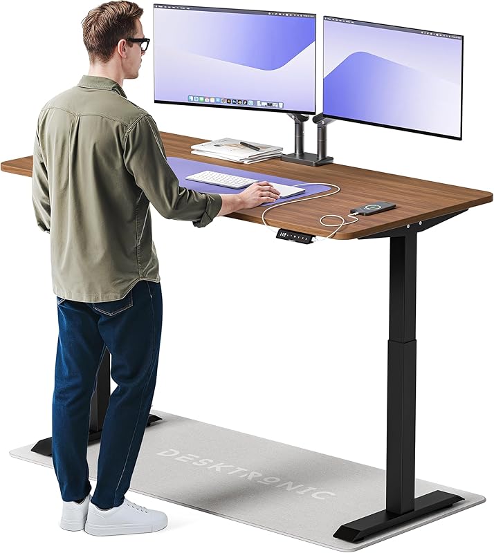 Desktronic Bureau Assis Debout Électrique 160x80cm - Bureau Réglable en Hauteur à Moteurs Électrique