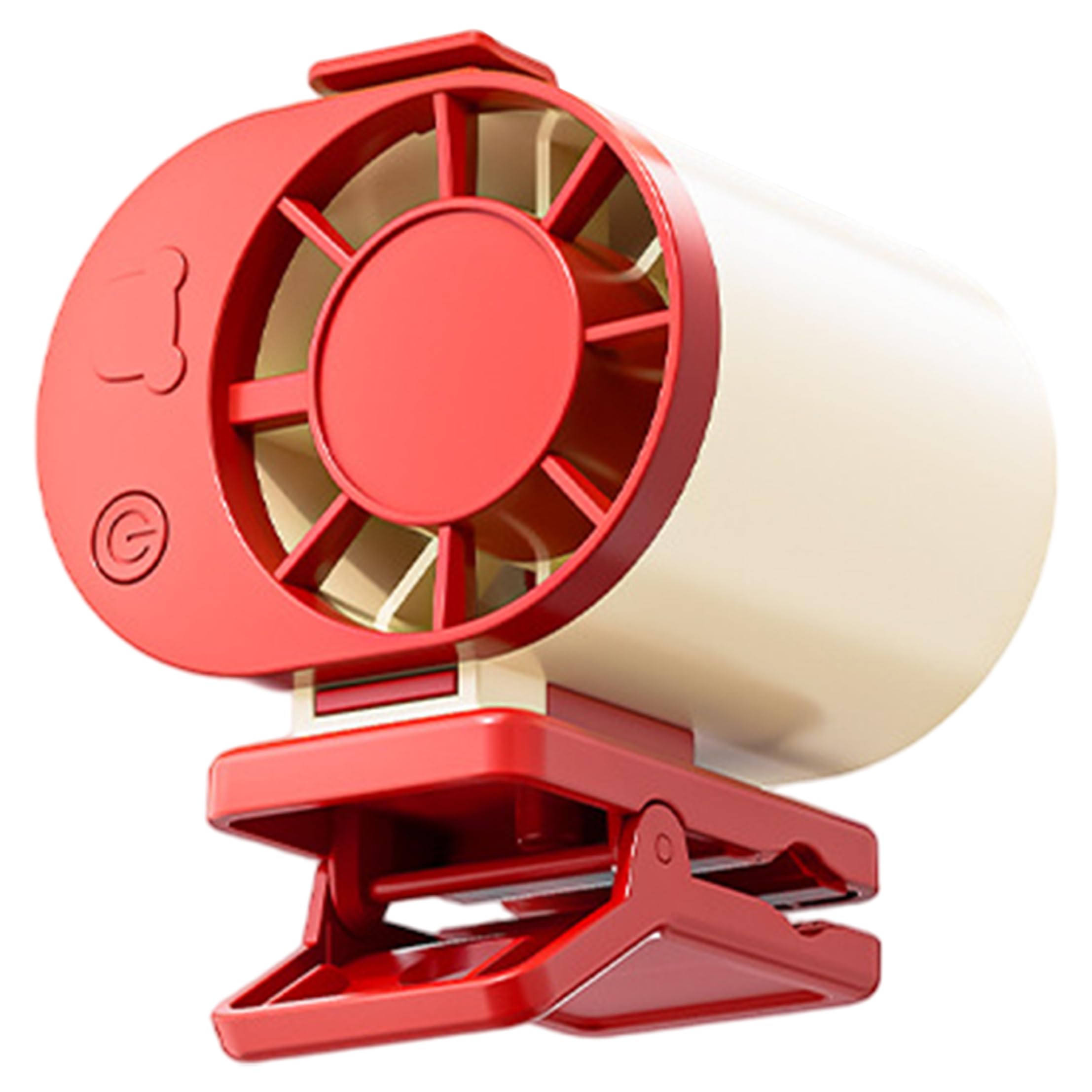 Neptuiby Umbrella Fan, 4-in-1 Portable Clip On Fan with 3-speed Settings, 360° Adjustable, Usb Rechargeable Portable Ac for Car, Red-white (1000mah).