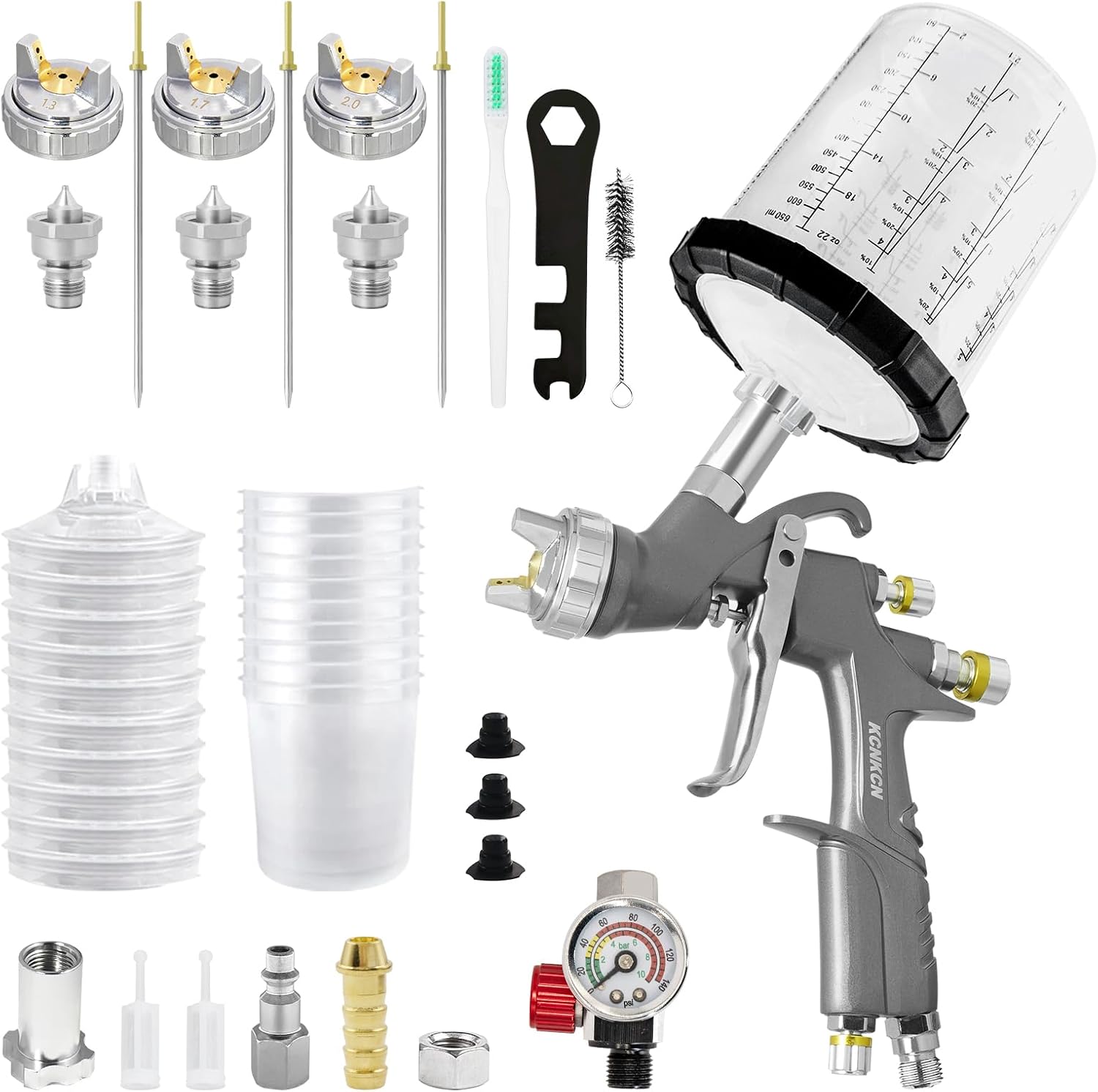 D1 LVLP Air Spray Gun with 1.3/1.5/1.7/2.0mm Nozzles, D1 Car Paint Guns Premium Kit Tools, Automotive Paint Gun Sprayer for Car, House Painting, Furniture, Fence, Varnish & Top Coat
