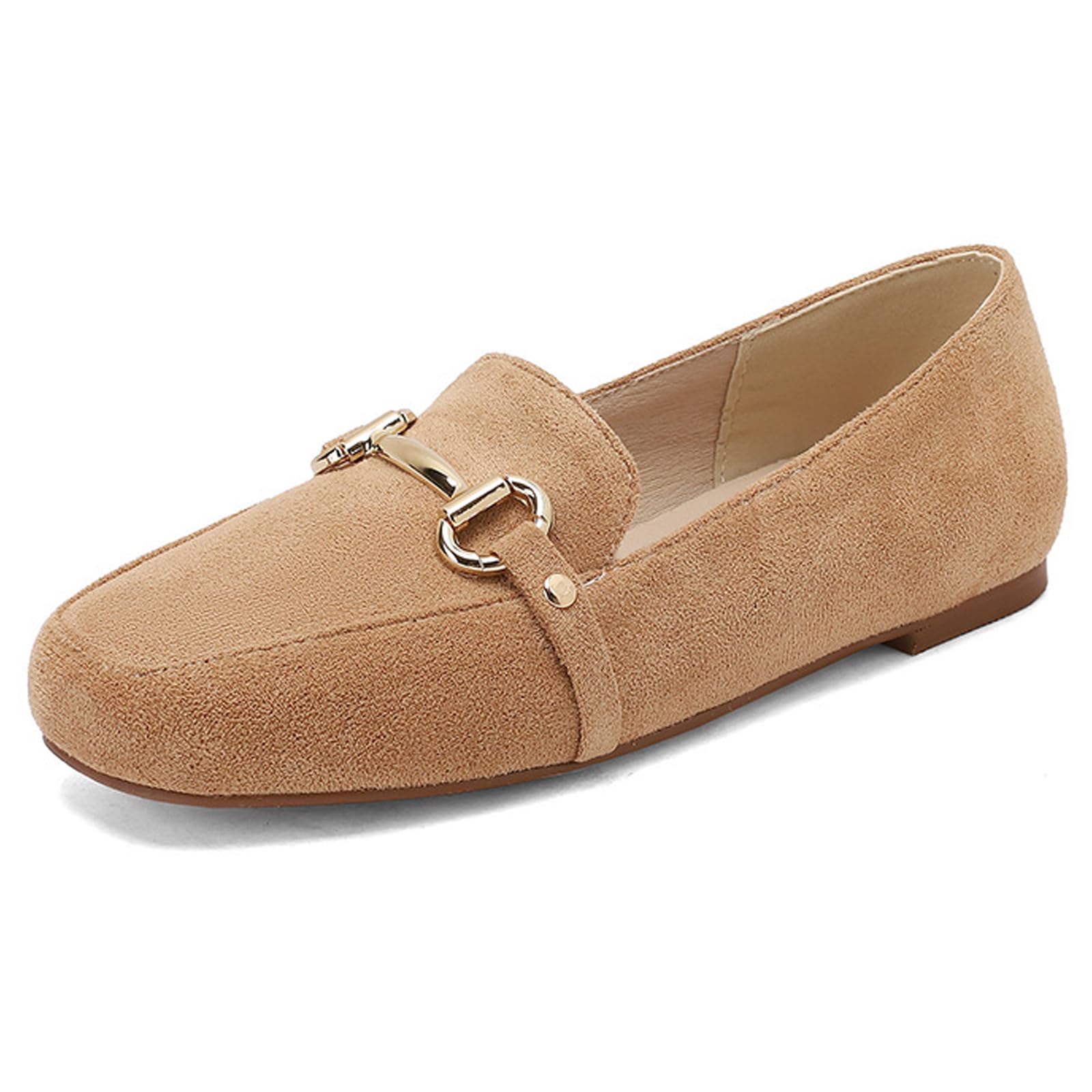 Mocassins dans Suédine Femmes Bout Carré Boucle Métal Bureau
