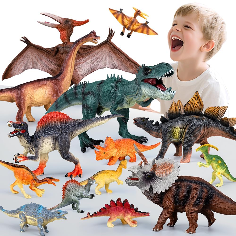 Dinosaur Toy for Kid 3-5 5-7, 14PCS Realistic Dinosaur Figure Set